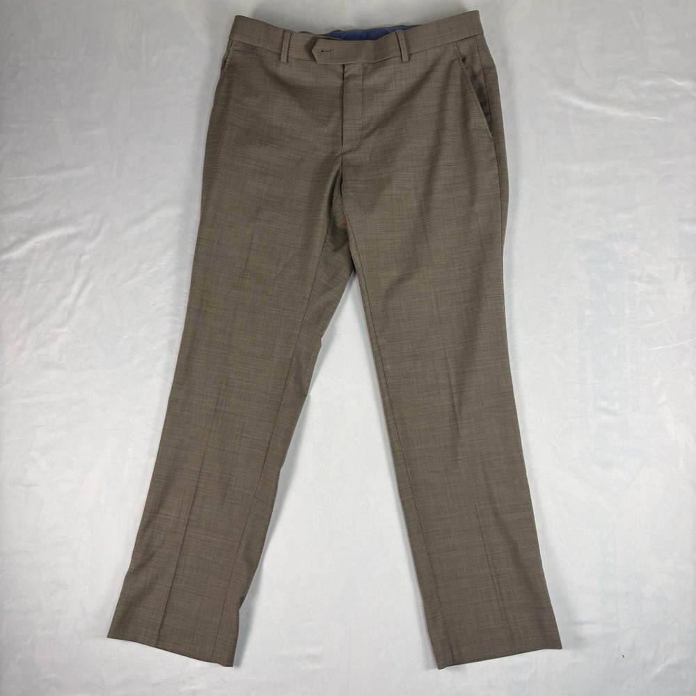 Tommy Hilfiger THFlex Men's Dress Pants Brown Twill Slim Straight Flat 33x30